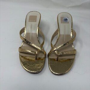 Dolce Vita Women’s Gold Metallic Thong Kitten Heel Sandals Size 7